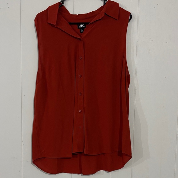 INC International Concepts Tops - INC International Concepts Women's Button Down Sleeveless Top - Red